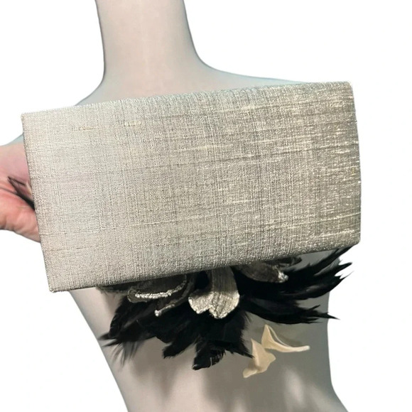 Mother Plucker silk real feathers oil slick coquette mini bag purse 20’s whimsy - Picture 12 of 12